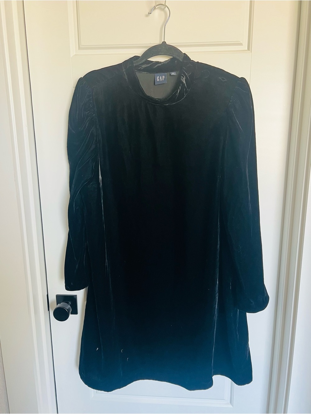 GAP Black Velvet Puff-Sleeve Mini Dress - Picture 7 of 8